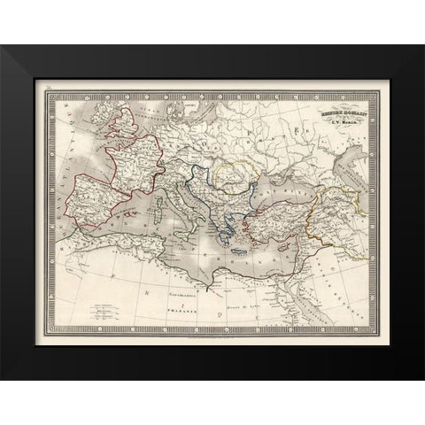 Europe Roman Empire - Monin 1839 Black Modern Wood Framed Art Print by Monin