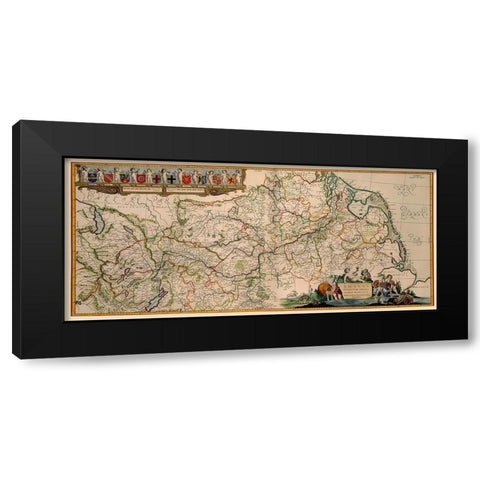 Rhine River Valley Germany - Jansson 1635 Black Modern Wood Framed Art Print by Jansson