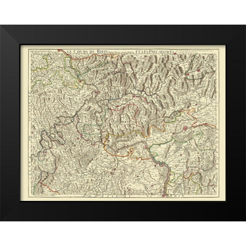 Rhine River Basin Germany - Covens 1787 Black Modern Wood Framed Art Print by Covens