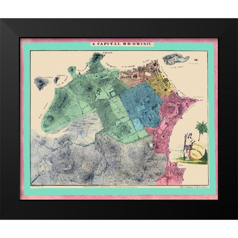 South America Rio de Janeiro Brazil Black Modern Wood Framed Art Print by Michellerie