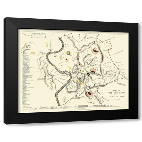 Ancient Rome Italy - Clarke 1830 Black Modern Wood Framed Art Print with Double Matting by Clarke