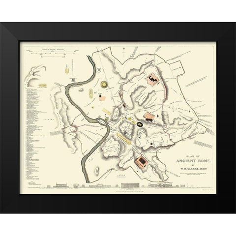 Ancient Rome Italy - Clarke 1830 Black Modern Wood Framed Art Print by Clarke