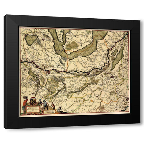 Roermond Netherlands - De Wit 1688 Black Modern Wood Framed Art Print with Double Matting by De Wit