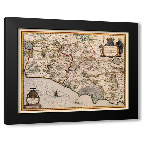 Rome Region Italy - Blaeu 1640 Black Modern Wood Framed Art Print by Blaeu