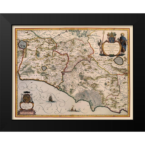 Rome Region Italy - Blaeu 1640 Black Modern Wood Framed Art Print by Blaeu