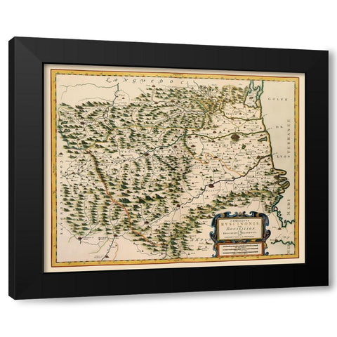 Roussillon France - Blaeu 1662 Black Modern Wood Framed Art Print by Blaeu