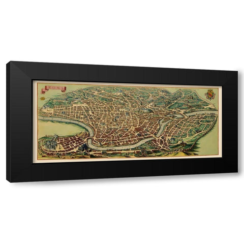 Rome Panoramic Italy - Mortier 1704 Black Modern Wood Framed Art Print with Double Matting by Mortier