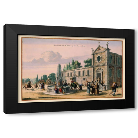 Rome Italy Picture - Visscher 1681 Black Modern Wood Framed Art Print by Visscher
