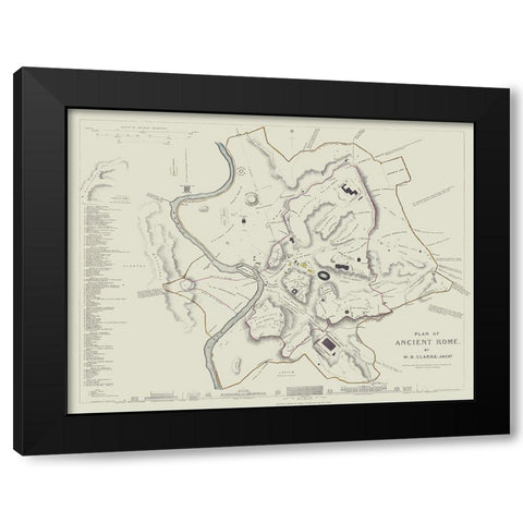 Ancient Rome Italy - Clarke 1830 Black Modern Wood Framed Art Print with Double Matting by Clarke