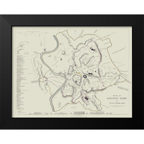Ancient Rome Italy - Clarke 1830 Black Modern Wood Framed Art Print by Clarke