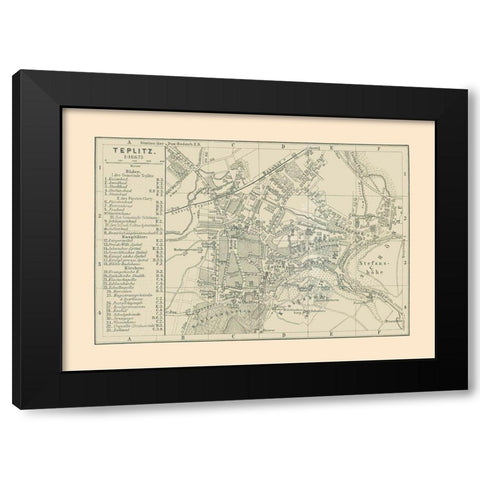 Teplitz Germany - Baedeker 1896 Black Modern Wood Framed Art Print with Double Matting by Baedeker