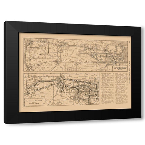 Denver, Rio Grande, Chicago, Milwaukee Black Modern Wood Framed Art Print by Reynold