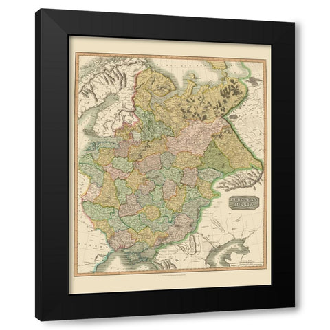 Russia - Thomson 1815 Black Modern Wood Framed Art Print with Double Matting by Thomson