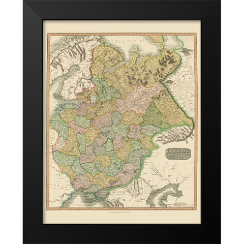 Russia - Thomson 1815 Black Modern Wood Framed Art Print by Thomson