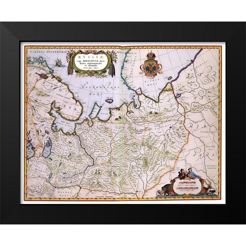 Moscovia Russia - Blaeu 1638 Black Modern Wood Framed Art Print by Blaeu