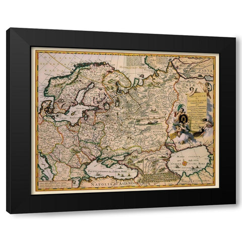 Europe Russia - Visscher 1681 Black Modern Wood Framed Art Print with Double Matting by Visscher