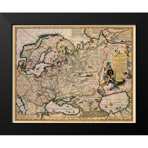 Europe Russia - Visscher 1681 Black Modern Wood Framed Art Print by Visscher