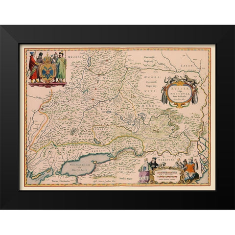 Southern Russia - Blaeu 1638 Black Modern Wood Framed Art Print by Blaeu