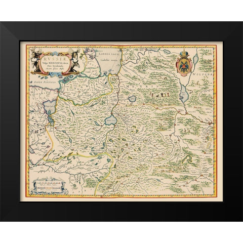 Europe Russia - Blaeu 1638 Black Modern Wood Framed Art Print by Blaeu