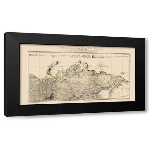 Arctic Ocean Coast Russia - Buache 1874 Black Modern Wood Framed Art Print by Buache