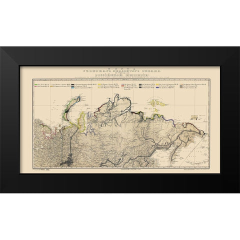 Arctic Ocean Coast Russia - Buache 1874 Black Modern Wood Framed Art Print by Buache