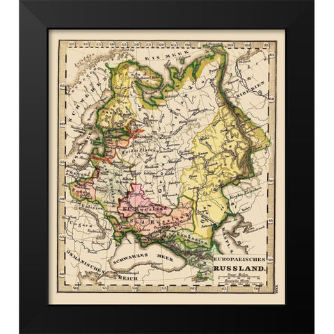 Russia Ukraine - Stieler 1852 Black Modern Wood Framed Art Print by Stieler
