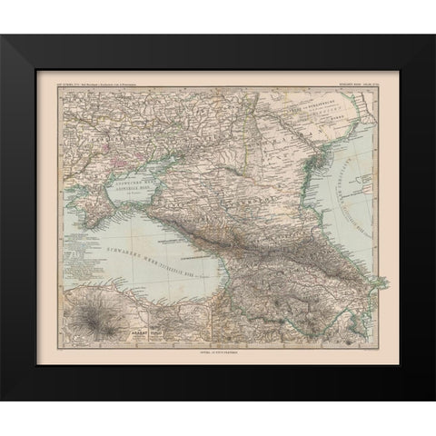 South Central Russia Europe - Stieler 1885 Black Modern Wood Framed Art Print by Stieler