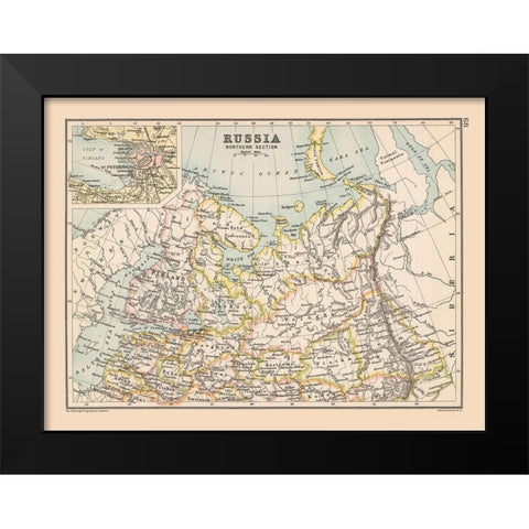 Northwestern Russia - Bartholomew 1892 Black Modern Wood Framed Art Print by Bartholomew