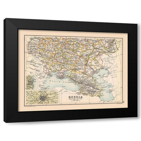 Southwest Russia - Bartholomew 1892 Black Modern Wood Framed Art Print by Bartholomew
