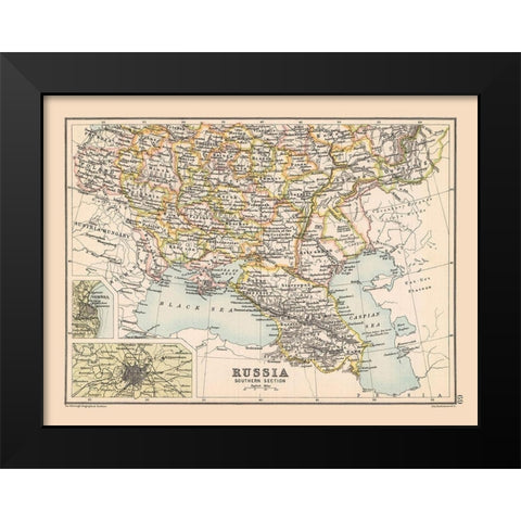 Southwest Russia - Bartholomew 1892 Black Modern Wood Framed Art Print by Bartholomew