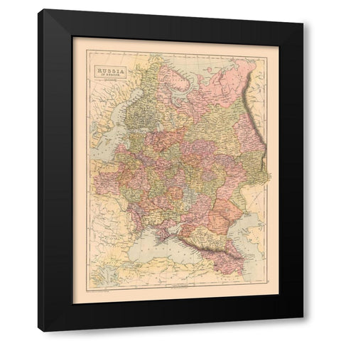 Russia - Black 1867 Black Modern Wood Framed Art Print by Black