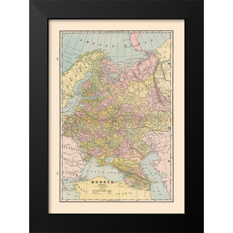 Russia - Cram 1888 Black Modern Wood Framed Art Print by Cram