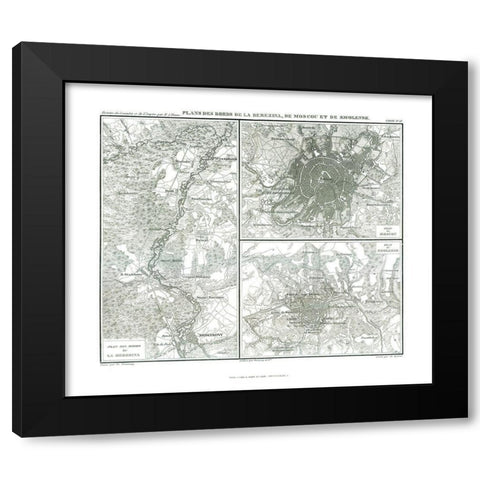Berezina Moscou Smolensk Russia - Thiers 1866 Black Modern Wood Framed Art Print with Double Matting by Thiers
