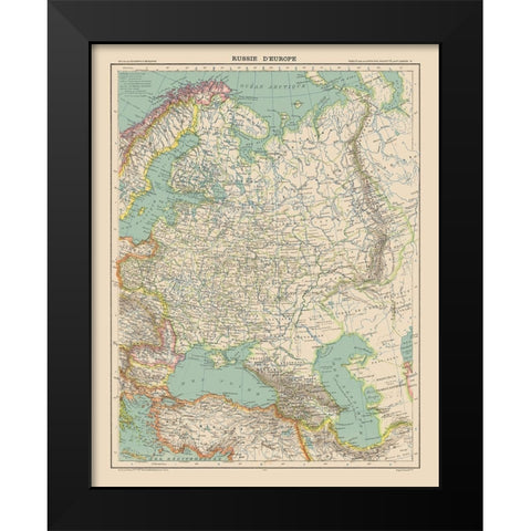 Europe Russia - Schrader 1908 Black Modern Wood Framed Art Print by Schrader