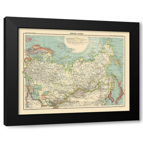 Asia Russian Empire Russia - Schrader 1908 Black Modern Wood Framed Art Print by Schrader