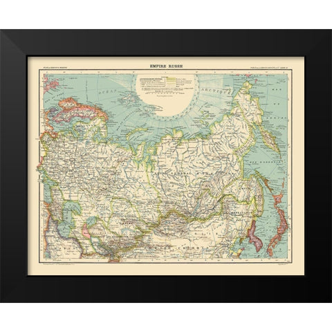 Asia Russian Empire Russia - Schrader 1908 Black Modern Wood Framed Art Print by Schrader