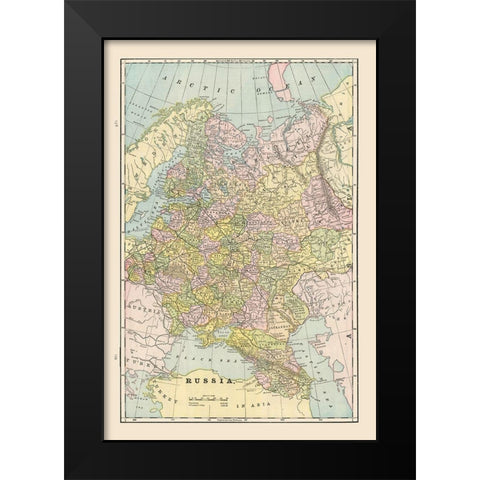 Russia - Cram 1892 Black Modern Wood Framed Art Print by Cram