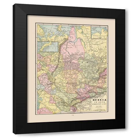 Russian Empire in Asia Russia - Cram 1892 Black Modern Wood Framed Art Print by Cram