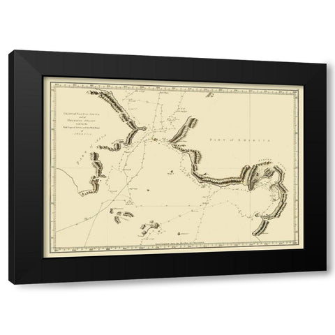 Norton Sound Bherings Strait Asia - Cook 1785 Black Modern Wood Framed Art Print with Double Matting by Cook