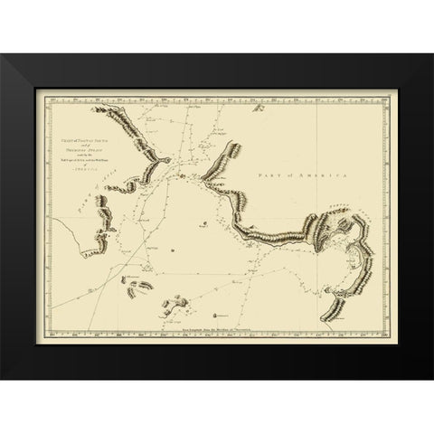 Norton Sound Bherings Strait Asia - Cook 1785 Black Modern Wood Framed Art Print by Cook