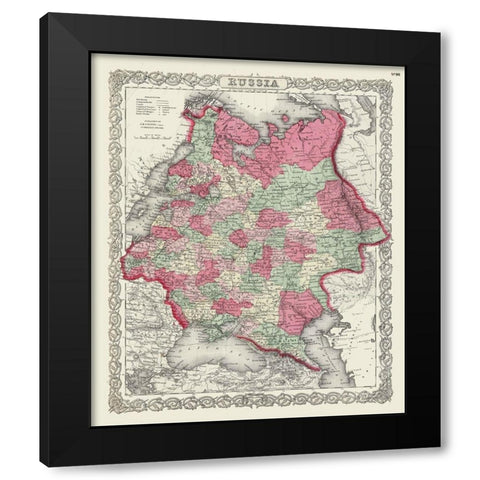 Russia - Colton 1865 Black Modern Wood Framed Art Print by Colton