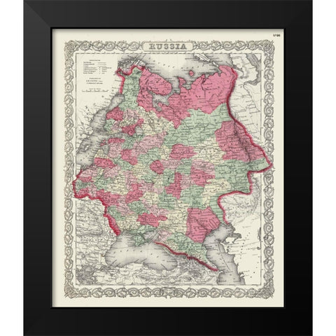 Russia - Colton 1865 Black Modern Wood Framed Art Print by Colton