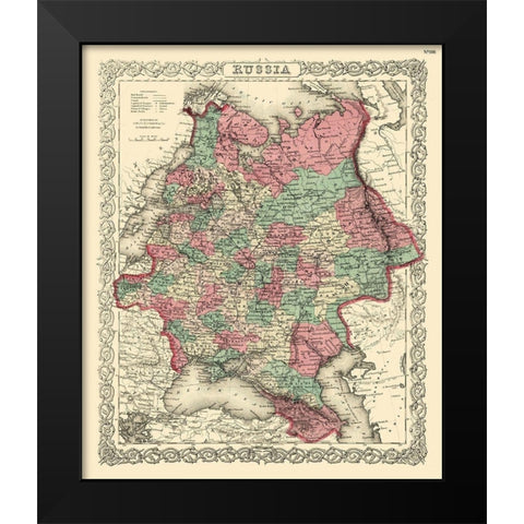 Russia - Colton 1869 Black Modern Wood Framed Art Print by Colton