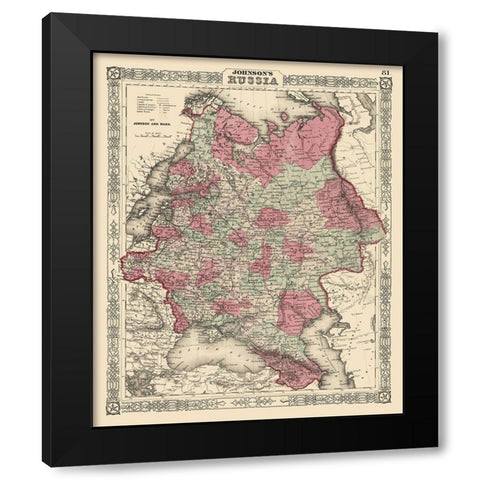 Russia - Johnson 1864 Black Modern Wood Framed Art Print by Johnson