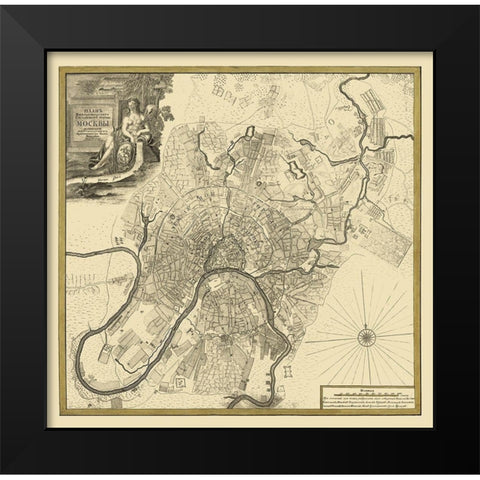 Moscow Russia Plan Europe - Michurin 1739 Black Modern Wood Framed Art Print by Michurin
