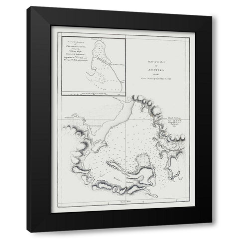 Bay of Awatska Kamtschatka Russia - Bligh 1785 Black Modern Wood Framed Art Print by Bligh