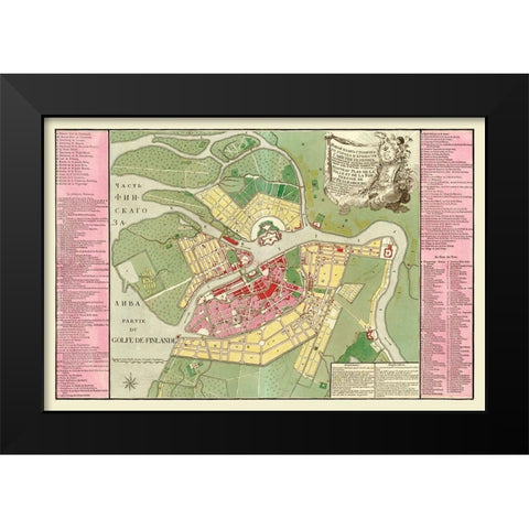 Saint Petersburg Plan Russia - Roth 1776 Black Modern Wood Framed Art Print by Roth