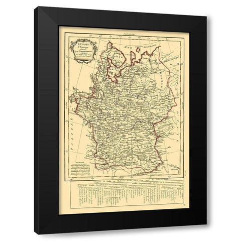 Russia in Europe - Delamarche 1800 Black Modern Wood Framed Art Print by Delamarche