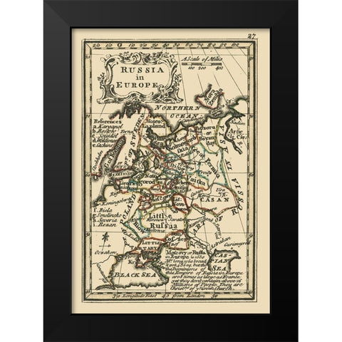 Europe Russia - Bowen 1758 Black Modern Wood Framed Art Print by Bowen