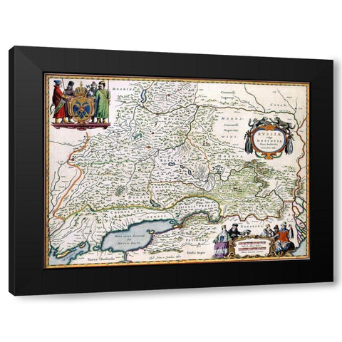 Moscow Russia - Blaeu 1665 Black Modern Wood Framed Art Print by Blaeu